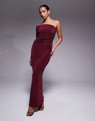 Aria Cove Double Layered Slinky Multiway Bodycon Maxi Dress In Red