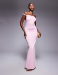[Aria Cove] Aria Cove double layered slinky twist strap detail maxi dress in pink 6 PINK