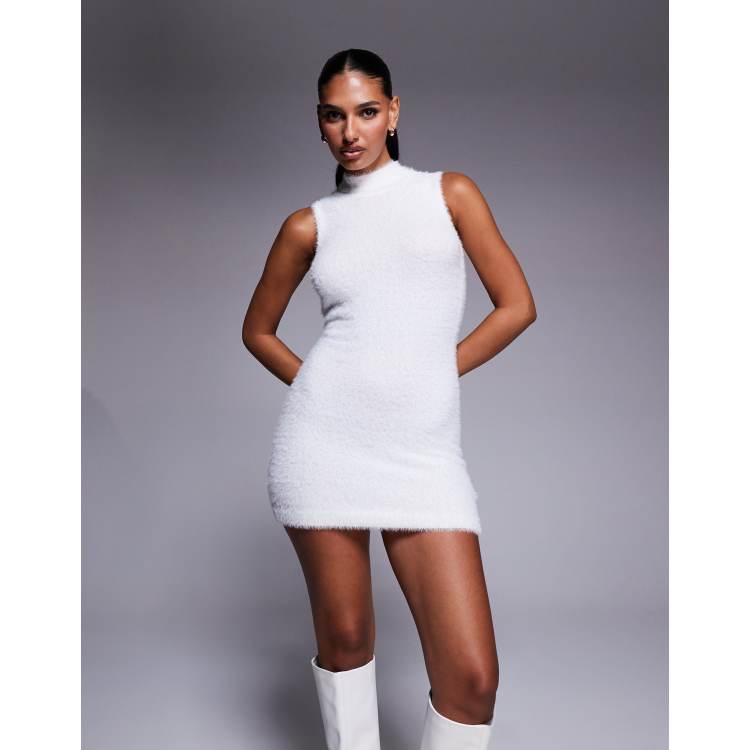 White Turtleneck Dress Sleeveless White Sleeveless Turtleneck Dress