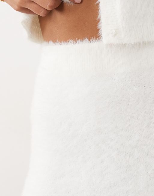 Aria Cove fluffy knit maxi skirt co-ord in cream, 5 of 5