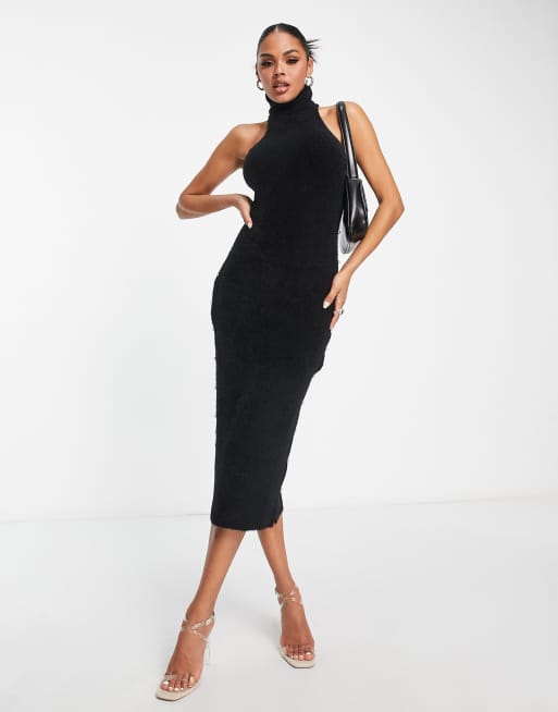 High neck 2025 sleeveless midi dress