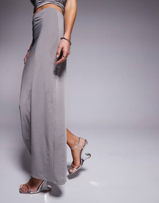 Aria Cove - Gonna lunga sinuosa grigio antracite in coordinato, 3 di 5