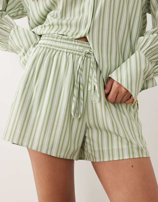 Aria Cove - Grønne stribede pull-on-shorts med elastisk talje - Del af sæt, 5 af 5