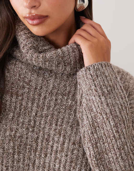 Aria Cove high neck knitted jumper co-ord in charcoal marl, 2 of 4