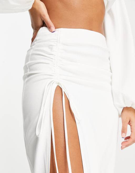 【DIRDDY】 3 SLITS LONG SKIRT - WHITE Side-slit jersey maxi skirt in white - Monot | Mytheresa