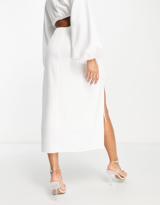 Aria Cove high thigh split maxi skirt in white - part of a set, 2 of 4