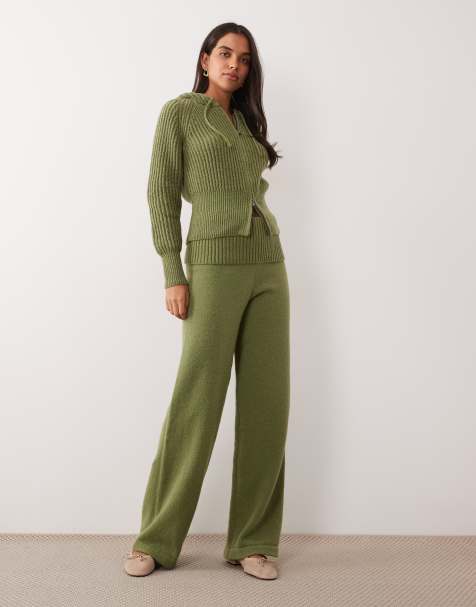 Aria Cove high waist fine knit set in olive green - view 1