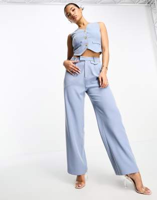 Aria Cove Aria Cove high waisted wide leg trouser co-ord in blue