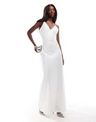 jacquard satin maxi dress in white