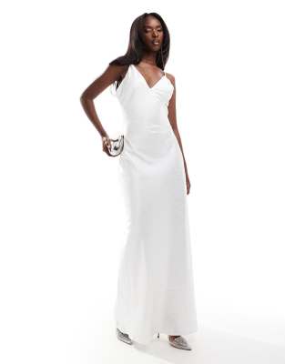 Aria Cove Aria Cove jacquard satin maxi dress in white