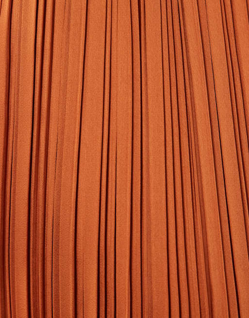 Aria Cove - Jupe d'ensemble et plissée à taille volantée - Orange, 4 de 5