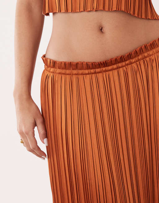 Aria Cove - Jupe d'ensemble et plissée à taille volantée - Orange, 5 de 5
