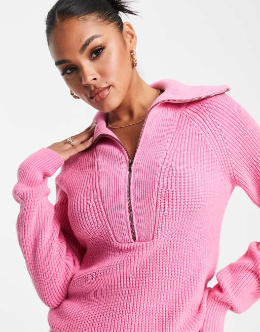 Pink best sale zipper sweater