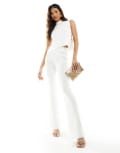 [Aria Cove] Aria Cove knitted wide leg pants in white (part of a set) 12 WHITE