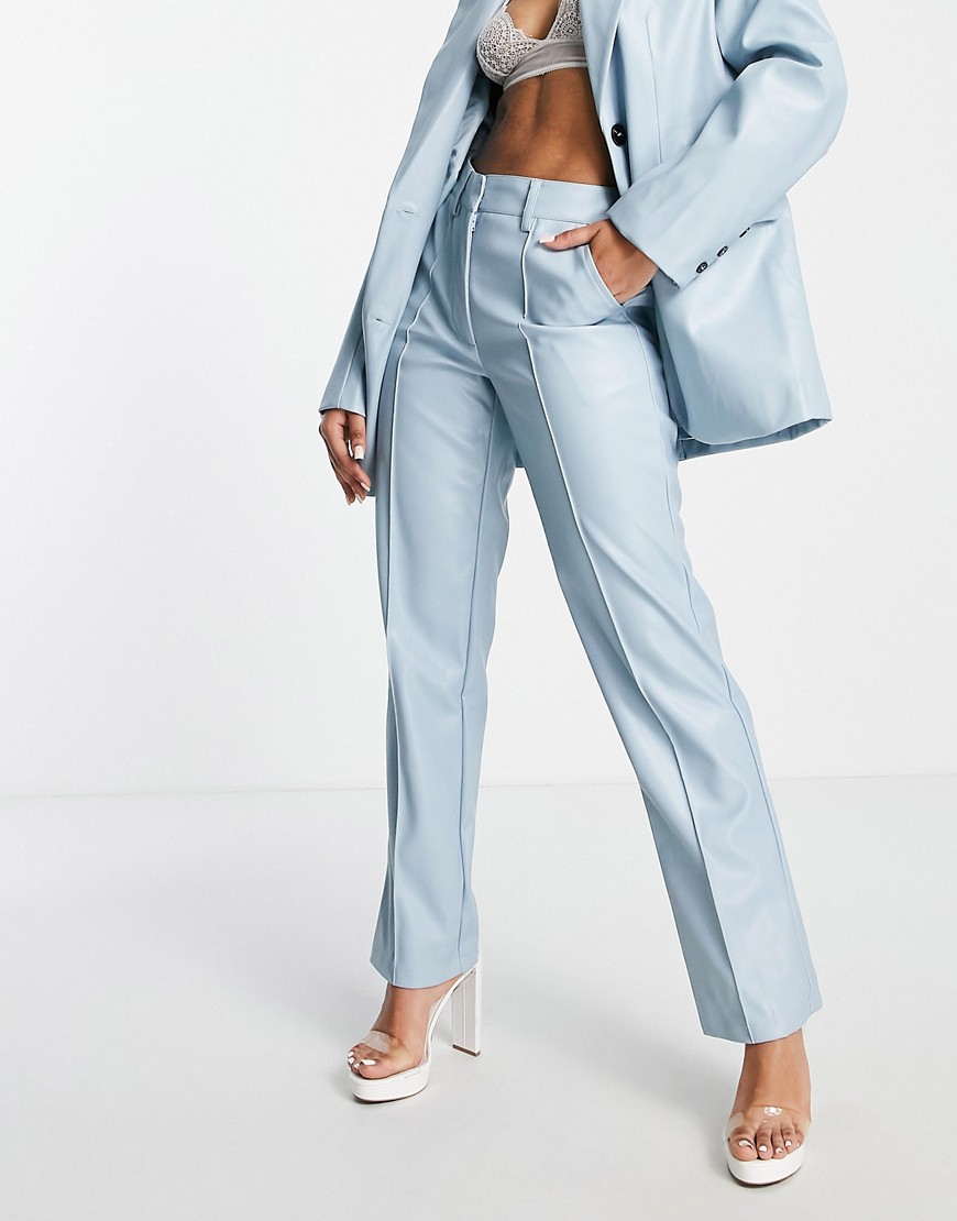 Aria Cove leather look cigarette pants in baby blue - part of a set