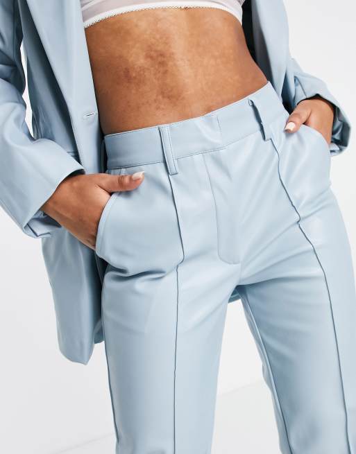 Aria Cove leather look cigarette pants in baby blue - part of a set