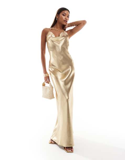 Gold lame maxi dress best sale