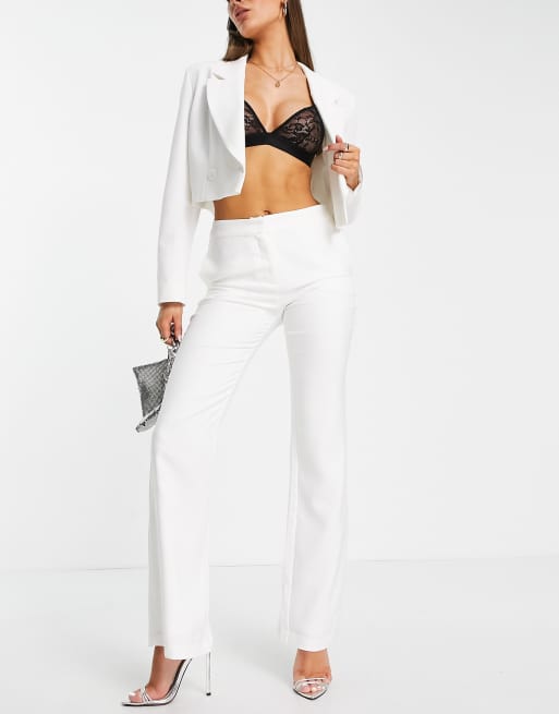 White fitted hot sale flare pants