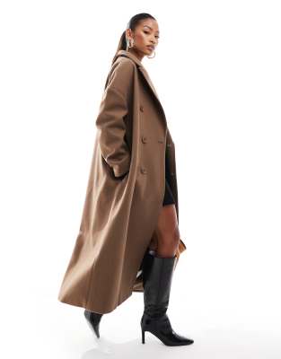 maxi formal coat in brown