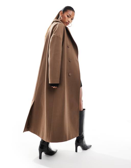 Aria Cove maxi formal wool style coat in brown