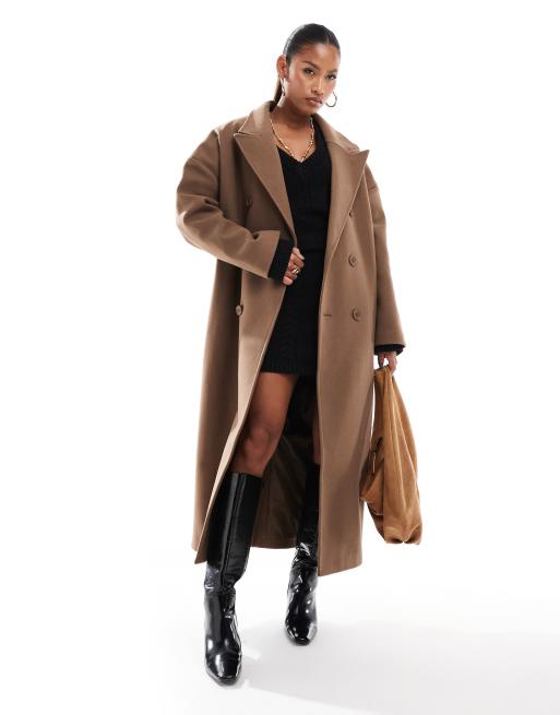 Aria Cove maxi formal wool style coat in brown