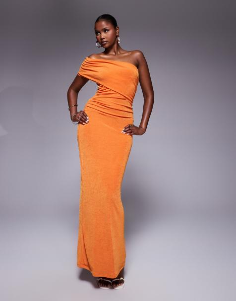 Aria Cove – Orange, åtsmitande maxiklänning i bodycon-modell - view 1