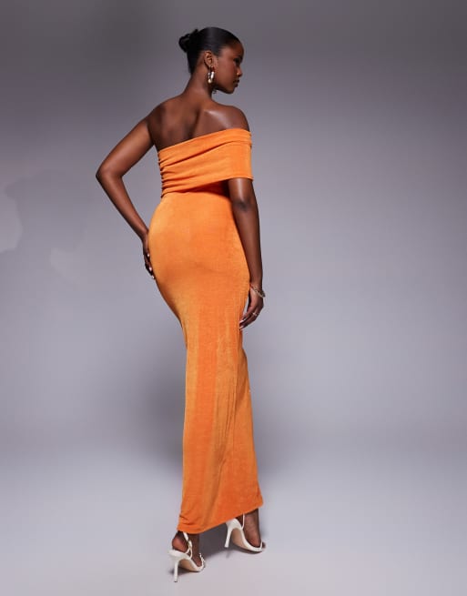 Aria Cove - Orange tætsiddende multifunktionel bodycon-maxikjole med dobbeltlag, 4 af 4