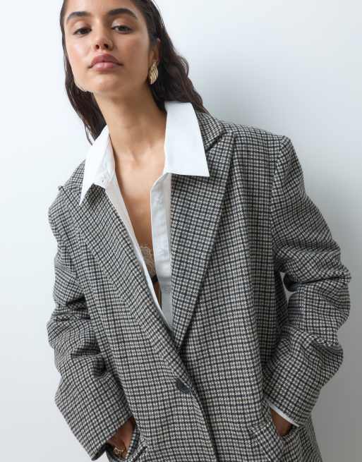 Aria Cove oversized blazer maxi coat in heritage brown & gray check, 2 of 5