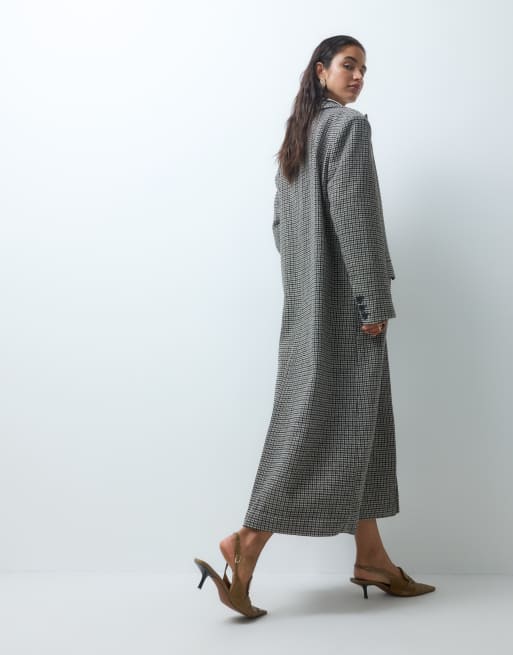 Aria Cove oversized blazer maxi coat in heritage brown & gray check, 3 of 5