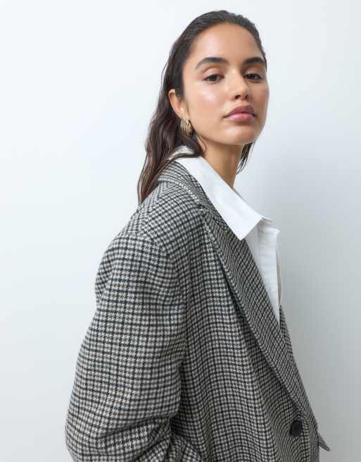 Aria Cove oversized blazer maxi coat in heritage brown & gray check, 5 of 5