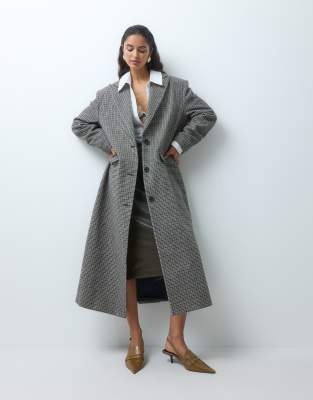 Aria Cove Oversized Blazer Maxi Coat In Gray