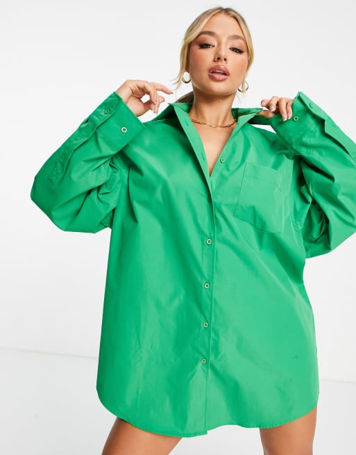 Green oversized sales shirt dress