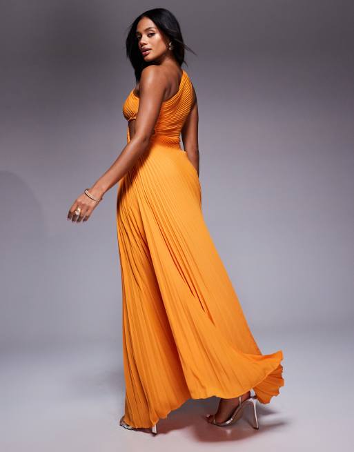 open lace back dress Moira Satin Pleated Maxi Dress