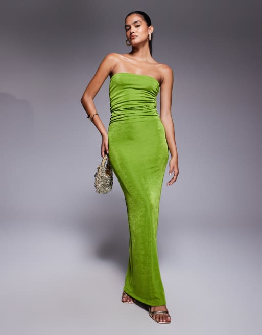 Aria Cove – Przylegająca dwuwarstwowa zielona sukienka maxi bodycon do noszenia na wiele sposobów