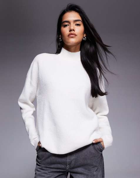 Aria Cove - Pull ras de cou en maille à poignets côtelés - Crème - view 1