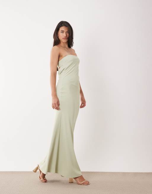 Aria Cove - Robe bandeau longue et structurée avec dos bénitier - Sauge doux, 3 de 5