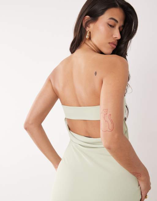 Aria Cove - Robe bandeau longue et structurée avec dos bénitier - Sauge doux, 4 de 5