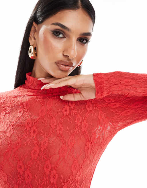 Aria Cove Robe longue à manches longues et col montant en