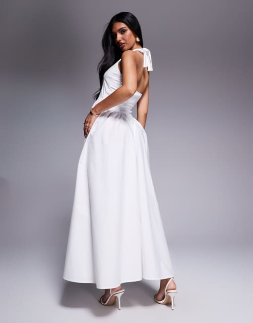 Aria Cove - Robe longue dos nu à taille basse et encolure dégagée - Blanc, 2 de 4