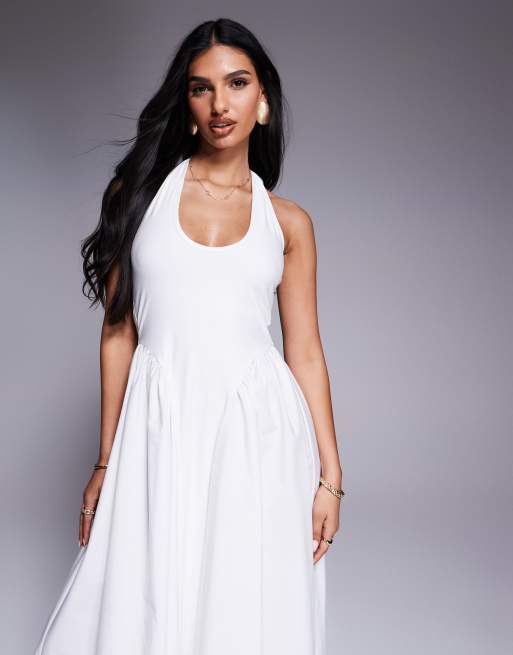 Aria Cove - Robe longue dos nu à taille basse et encolure dégagée - Blanc, 4 de 4