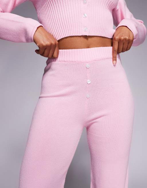 Aria Cove – Rosa, stickade byxor i boxerstil med knappar, del av set, 2 av 5
