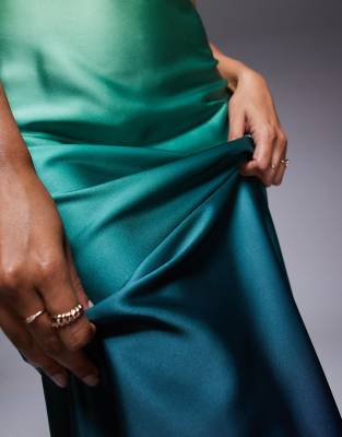 Aria Cove Satin Bandeau Trapeze Maxi Dress