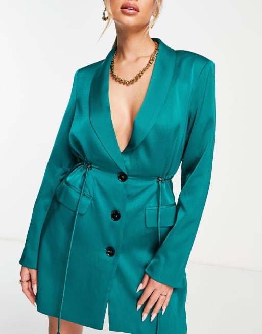 Green satin clearance blazer dress