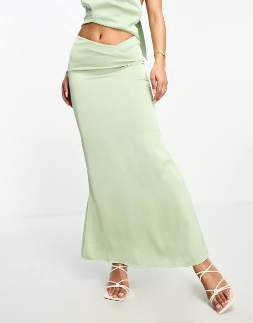 Sage green maxi skirt uk store