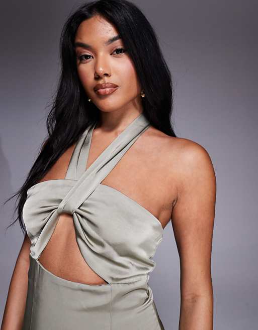 knot front cut out dress ASOS DESIGN knitted midi making it perfect for summer occasions Blythe Knot Front Formal Dress