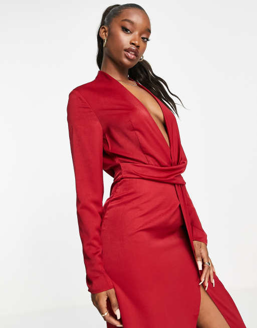 Wine red wrap outlet dress