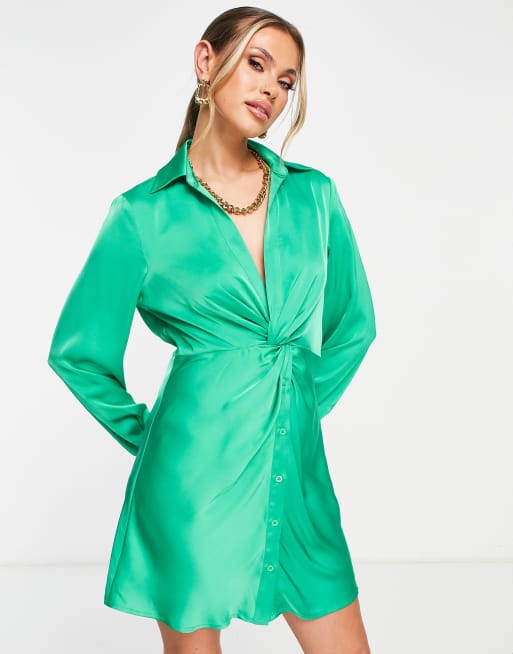 Satin twist shop front dress