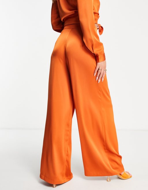 ASOS DESIGN co-ord satin wide leg trouser