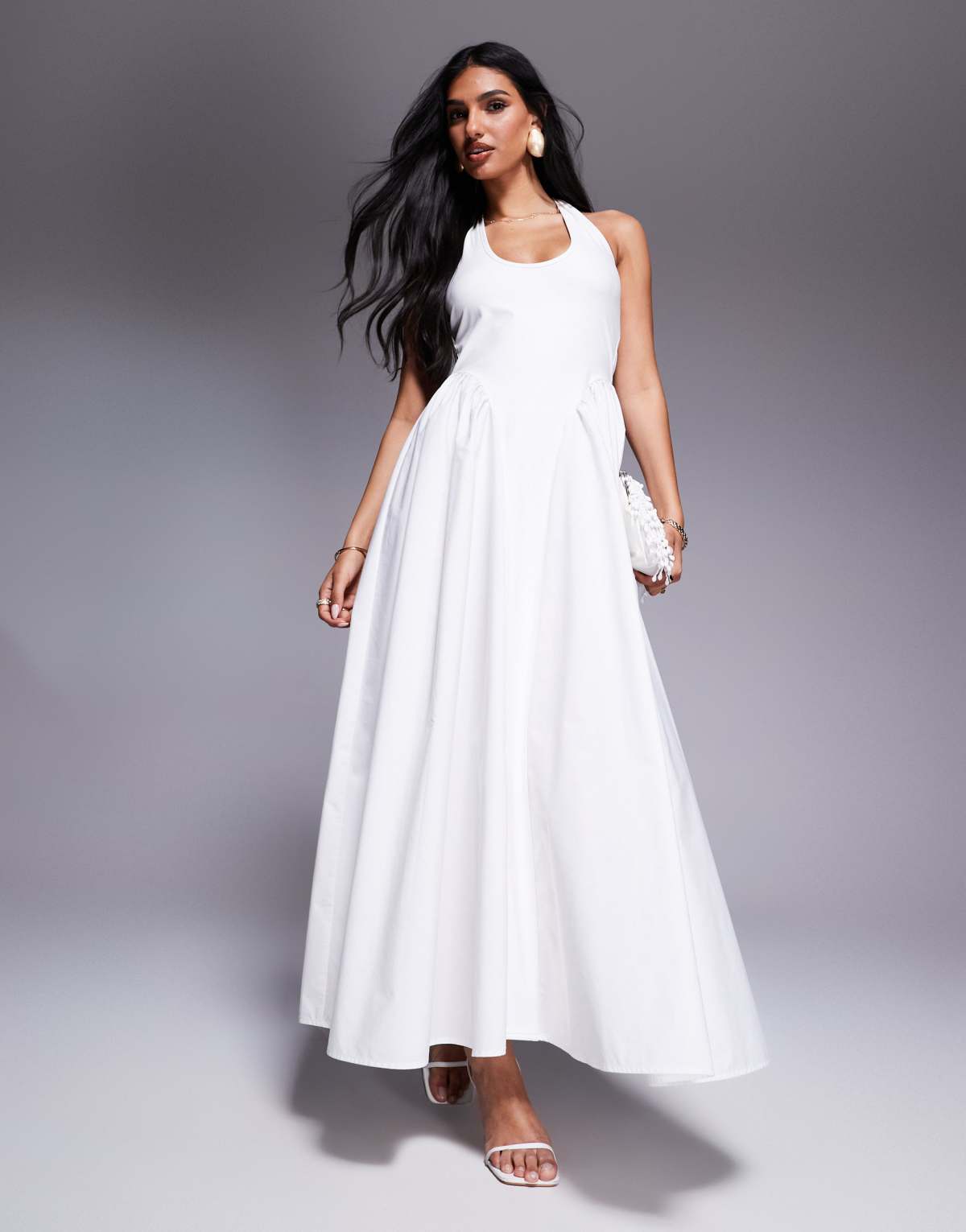 Aria Cove scoop neck drop waist maxi dress in white