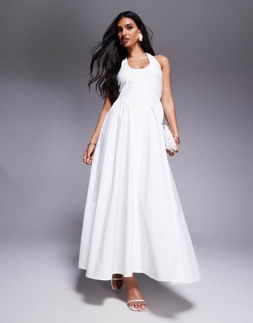 Aria Cove scoop neck drop waist maxi dress in white